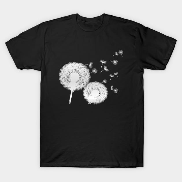 Silver Dandelions Blowing In The Wind T-Shirt by PhotoArts